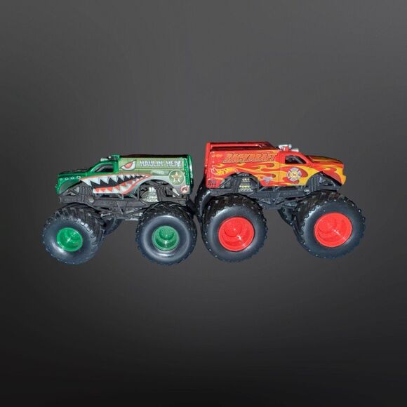 Y2K Hot Wheels Monster Jam Haulin Heat & Backdraft Die Cast  Monster Trucks 1:64 - Picture 2 of 9